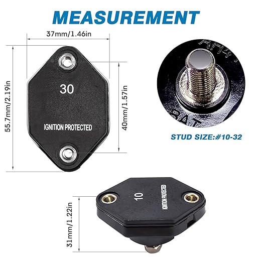 GLOSO Circuit Breaker Car Truck RV Automotive Marine Boat 51 Series T1 Auto Reset Mini Panel Mount #10-32 Threaded Stud w/Nylock 32Vdc (40A)