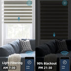 SmartWings Motorized Zebra Shades Work with HomeKit, Alexa, Google Home, 90% Blackout Light Filtering Day Night Sheer Blinds, Privacy Light Control, for Home/Office, Customized, Coffee