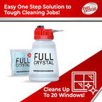 Full Crystal Window Cleaning Kit- 4 oz Glass Cleaner and Bottle with 27ft Reach will clean up to 20 Windows- Scrub Free, Rinse Free Glass Cleaner Spray Removes Dirt, Grime and Water Deposits