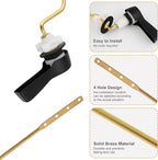 Hibbent Universal Metal Side Mount Toilet Handle Replacement Kit, Brass Toilet Flush Tank Lever with Stainless Steel Flapper Chains for Most Toilets, Matte Black Finish