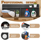 Royxen 2-Tier Washer Dryer Countertop,19.5"H Wood Washer and Dryer Topper with Storage Shelf,Laundry Countertop Over Washer Machine, Universal Fit for Laundry Room Organization (Black, 54"W X 27.5"D)