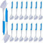 Hsei 20 Pcs Blue Kitchen Scrub Dish Brush Bulk with 11 Inch Anti Slip Handle Cleaning Dish Scrubber with Stiff Bristles Washing Scrub Brushes for Housekeeping for Pots and Pans, Kitchen Sink