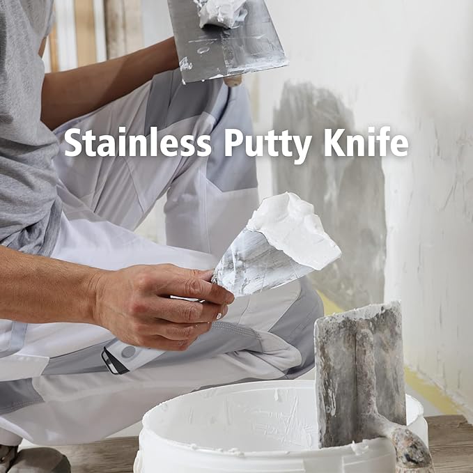 Mister Rui Putty Knife Set, 3" 5" 6" Paint Scrapers, Paint Tools, Small Metal Putty Knife Scraper Tool for Wood, Stainless Steel Paint Scraper with Hammer End