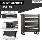 7 Drawers Rolling Tool Cart on Wheels, Multifunctional Metal Tool Storage Cabinet, Lock Tool Trolley Organizer Drawers Tool Box Tool Chest for Garage, Warehouse, Workshop, Repair Shop (BLACK)