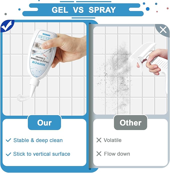 Mold Mildew Remover Gel Washing Machine Cleaner Grout Cleaner Household Stain Remover Gel for Home Sink Kitchen Showers 8 fl.oz