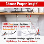 (2 Pack) SUNGATOR 36 Inch Faucet Supply Lines, 3/8" Female Comp Thread x 1/2" FIP Thread Sink Hose, 36" Stainless Steel Braided Faucet Supply Line for Bathroom, with 2 Wrenches and 1 Sealing Tape