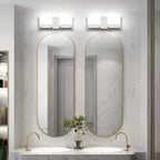 Tipace LED Dimmable Modern 2-Light Vanity Fixture for Bathroom - Frosted White Acrylic Chrome Up and Down Light Over Mirror (6000K)