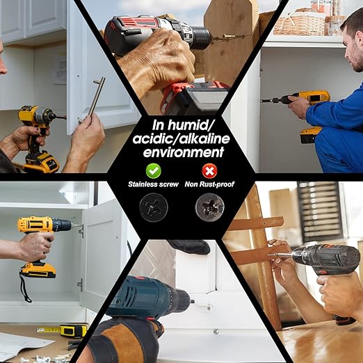 QISHENG Black Head 100 PCS #4x5/8(0.625 inch) Stainless Steel Phillips Flat Head Wood Screws,Stainless Steel 18-8 A2(304) Screw