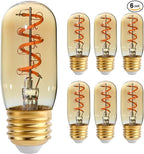 6 Pack T32 /T12 Dimmable Tubular LED Bulb 4W Equals 40W Warm Amber Glass E26 Base Edison Bulb for Chandeliers, Wall sconces, Table Lamps, cafes Indoor Lighting fixtures.