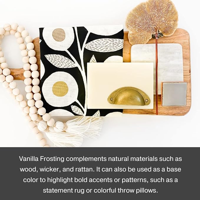 Country Chic All-in-One Chalk Paint for Furniture, Cabinets, Home Decor, Eco-Friendly, Matte Finish, Built-In Primer & Top Coat for Wood, Metal - Vanilla Frosting (Off White) - 8 oz (237 ml)