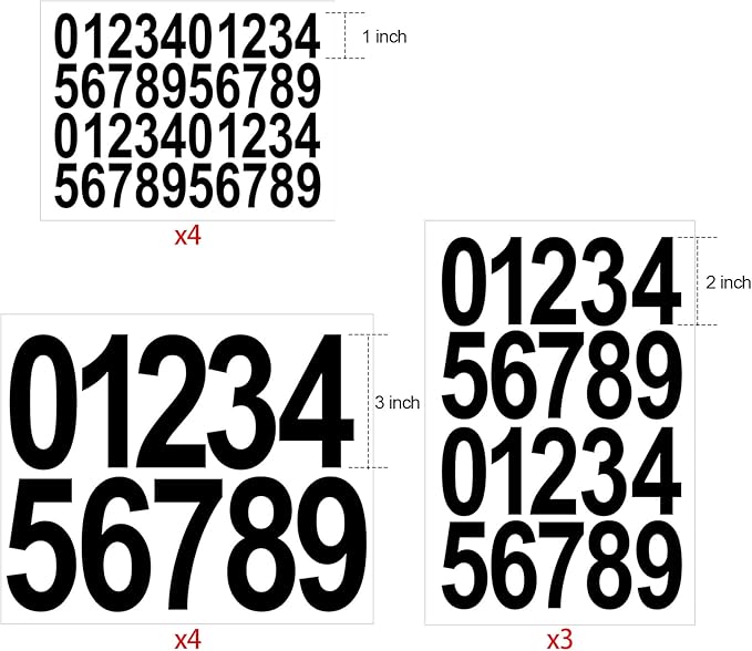 Leinuosen 260 Pcs Back to School Gifts Mailbox Numbers Stickers Adhesive Numbers for Outside Reflective Vinyl Waterproof Address Sticker for Mailbox Signs, Classroom, 1&2&3 Inch(Black Word)
