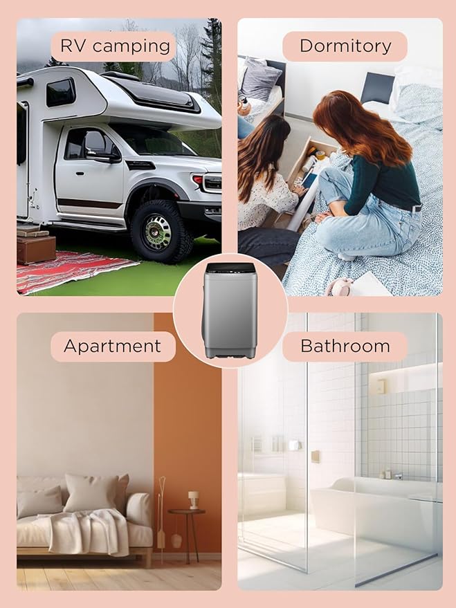 25 lbs Washing Machines with 10 Program 8 Water Level, Full Automatic Washer with Drain Pump & LED Display for Home, Apartment, Dorm, Grey