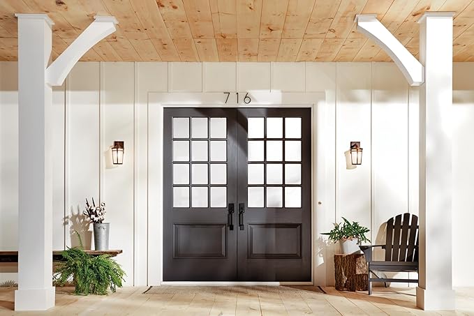 Kichler Atwood 11" Outdoor Wall Light with Light Umber Mist Glass and Brown Stone, 1-Light Exterior Wall Sconce, (11" H x 6" W), 49071BST, White