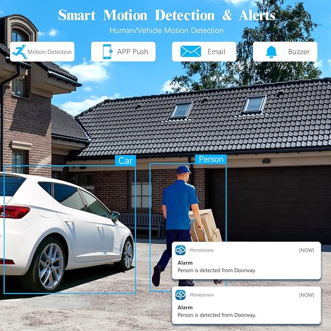 (All-in-One 10.1" IPS 8MP Monitor) 2-Way Audio PoE Outdoor Home Security Camera System Wired Outdoor Video Surveillance IP Cameras System