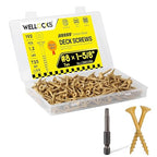 WELLOCKS Deck Screws, Wood Screws, Tan, Superior Rust Resistant, Epoxy Coated, Above 1000 Hour Salt Spray Coating T25 Torx Star Bit Included for Outdoor Wood Fence (1.2LBS Tan, #8×1-5/8")