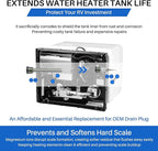 4.5" x 1/2" NPT RV Water Heater Anode Rod Replacement for Atwood 91857 Tank Drain Plug, 2 Pcs, Rust-Resistant Hex Head, Soften Hard Scale and Keep Heating Element Clean & Efficient