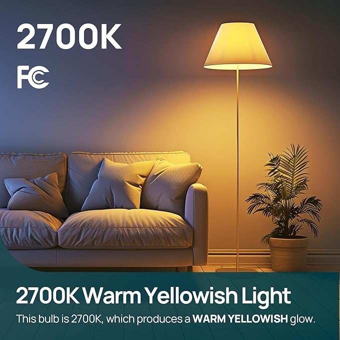 Linkind A19 LED Light Bulbs Dimmable, 60W Equivalent, Energy Efficient 9W, 2700K, 800 Lumens, E26 Standard Base, Lighting for Bedroom Living Room Home Office, 6 Packs