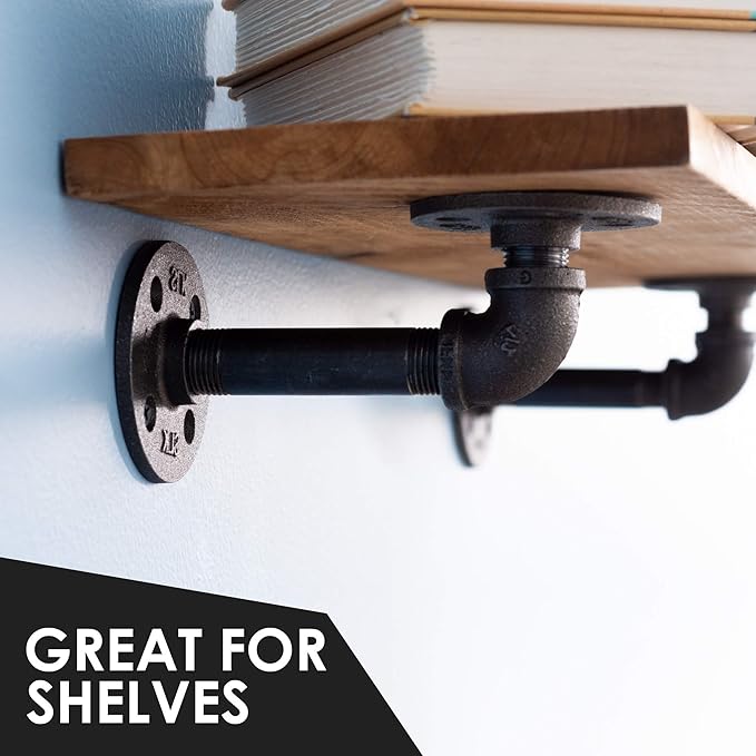 PIPE DÉCOR 1/2" x 3.5" Malleable Cast Iron Pipe Nipple, Pre Cut Connectors, Industrial Steel Grey Fits Standard Half Inch Black Threaded Pipes Nipples and Fittings, Vintage DIY Furniture, 10 Pack