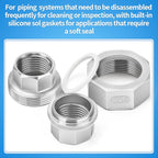 ChillWaves 304 Stainless Steel Cast Pipe Fitting, Union，1/2" NPT Female，Thread Adapter(4-PACK)