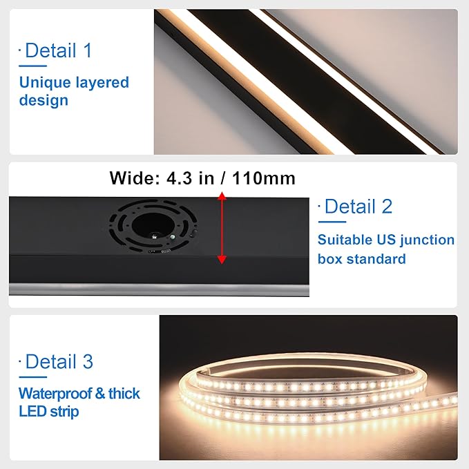 MELUCEE 24inch Long Outdoor Wall Lights 2 Pack Outside Linear Porch Lights 5 Color Dimmable Outside Garage Lighting Exterior Light Fixtures Wall Mount for House Patio Balcony Porch, IP65 Waterproof