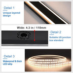 MELUCEE 2 Pack 48 Inch Outside Wall Lights for House 5 Color Dimmable Modern Long Strip LED Outdoor Wall Lights Fixture Black Linear Exterior Sconce Wall Mount Lighting for Balcony Porch Garage Stair