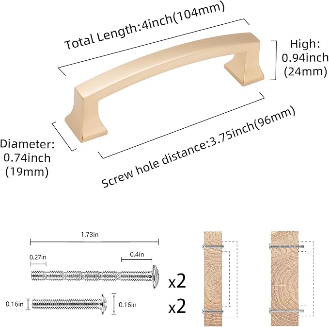 COTYKILEY 10 Pack 3.75Inch(96mm) Champagne Bronze Cabinet Handles Gold Kitchen Cabinet Pulls Cabinet Door Handles Kitchen Cabinet Hardware