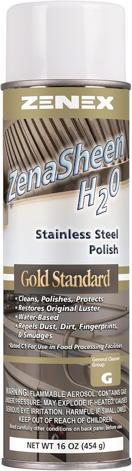 Zenex ZenaSheen H20 Stainless Steel Polish - Professional-grade Water-based Metal Cleaner, Polish & Protectant | Remove Grime & Restore Shine | Stainless Steel, Chrome, Brass & More | 16 oz (12 Pack)