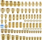 95PCS Brass Pipe Fittings Assortment Kit NPT Adapter,Hex Nipple,Hex Coupling,Reducer Bushing,Reducer Busing, Close Nipple, Hex Head Plug,BulkHead Nut&Bulk Head NPT Fittings Kits