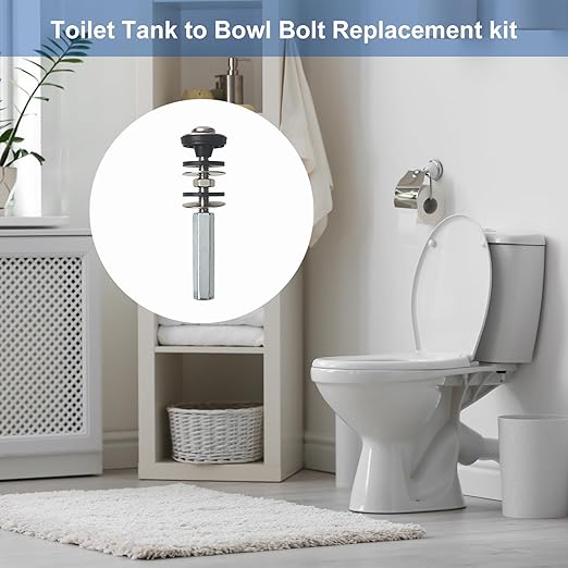 Upgraded Toilet Tank to Bowl Bolt Replacement Kit, Universal Heavy Duty Toilet Tank Bolts with Extra Long Nuts, Waterproof and Rustproof Stainless Steel(2 PCS)