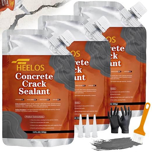 Concrete Crack Filler and Sealant,3Pack Quick Drying Cement Crack Filler Waterproof Repair Sealant, Weather Resistant Concrete Sealer Outdoor Caulking Glue for Cement-Based Driveway, Sidewalk(Grey)
