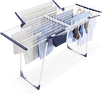 APEXCHASER Clothes Drying Rack, Foldable Gullwing Laundry Rack for Indoor Outdoor, 10pcs Clips with Bag, Collapsible Space-Saving Drying Rack for Clothes Towels Dolls, White