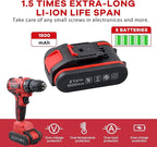 jar-owl Powerful Brushless Motor 21V Cordless Drill Set, 319 in-lb Torque, 0-1350RMP Variable Speed, 10MM 3/8'' Keyless Chuck, 25+1 Clutch, 1.5Ah Li-Ion Battery & Charger for Home Tool Kit