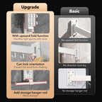 Clothes Drying Rack,Laundry Drying Rack Wall Mount, Wall Mounted Clothes Rack,Retractable,Collapsible(Tri-Fold),Drying Rack Clothing,can Fold Upward & Left & Right,Space Saver, White Color