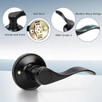 Knobonly 4 Pack Single Side Closet Door Handles, Non-Turning Right and Left Black Dummy Door Handle, Door Handle no Lock, Zinc Alloy