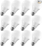 LUXRITE A19 LED Light Bulb 60W Equivalent, 4000K Cool White Dimmable, 800 Lumens, Standard LED Bulb 9W, E26 Base, Energy Star, Enclosed Fixture Rated, Perfect for Lamps and Home Lighting (12 Pack)