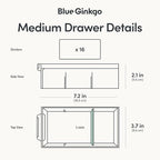 Blue Ginkgo Medium 16-Drawer Cabinet – Stackable Clear Organizer for Hardware, Beads, Plastic Bricks, Office, and Craft Storage (Made in Korea, Blue)