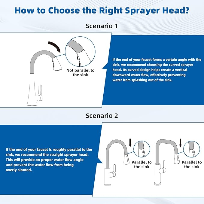 Hibbent Pull Down Spray Head for Kitchen Faucet, 3-Function Spray Nozzle with 15 Adapters, Straight Sink Faucet Head Replacement Compatible with Moen, Delta, Kohler, American Standard, Matte Black