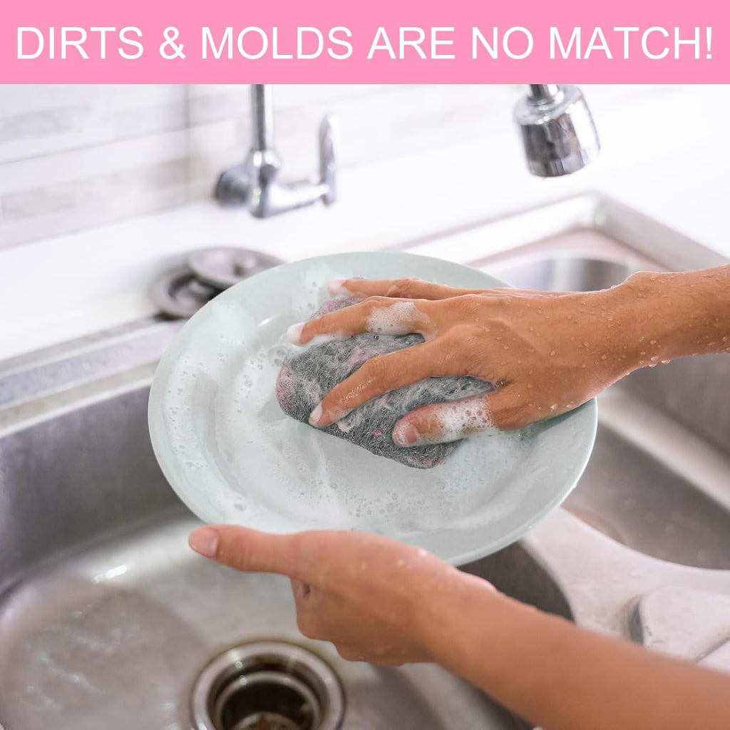 Domensi 100 Pcs Steel Wool Soap Pads Original Red Scent Steel Wool Scrubber Metal Cooktop Cleaning Soap Pads for Scouring Dirt Dish Pot Pan Oven Kitchen Grease and Oil