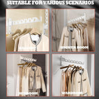 Dr.DJ Wall Mount Coat Hanger Holder White Clothes Drying Organizer Rack Garment Hooks Aluminium Retractable Folding Indoor Wall Mounted Hanger for Laundry Room Bedroom White 2Pack with 80cm Rod