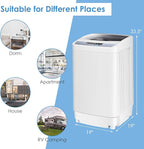 Casart-24403-EP Casart Washing Machine Portable Compact 12lbs Capacity Full-Automatic W/Drain Pump,10 Programs 8 Water Level 1.34 Cu.ft Cloth Washer and Spinner, Gray