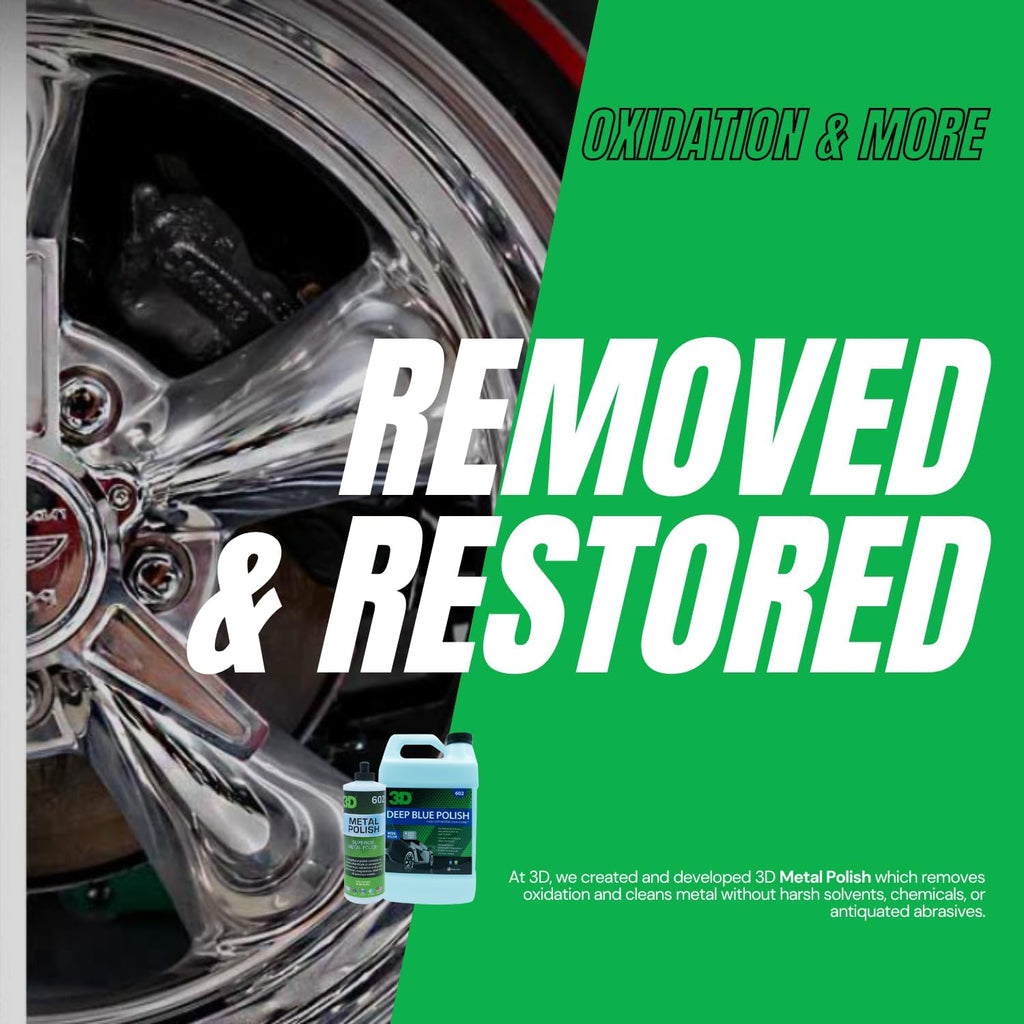 3D Metal Polish – Heavy Duty Car Metal Polish for Aluminum, Chrome, Brass, Copper, Silver – Removes Oxidation, Tarnish & Stains – 16oz – Made in USA