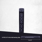 Magnetic Socket Holder Organizer Set:3/8-Inch Drive Socket Trays Socket, 360° Swivel 14 Clips Socket Holder Kit, For Automotive Mechanic Garage (Black)