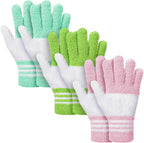 Patelai 3 Pairs Microfiber Plant Dusting Gloves Leaf Cleaning Gloves for Indoor Plants, Blinds, Furniture, House(Yellow, Blue, Pink, White,Small)