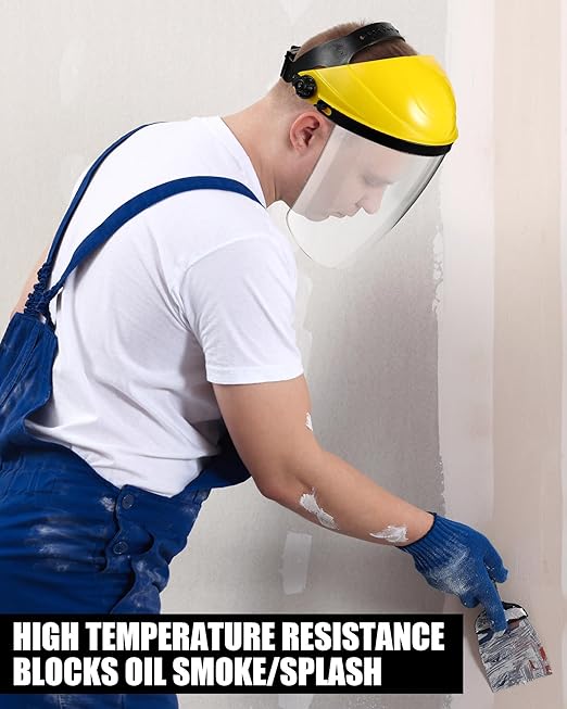 8 Pack Safety Face Shield for Grinding and Cutting, Full Impact Resistant Face Shield Mask for Work Chemical Woodworking (Yellow)