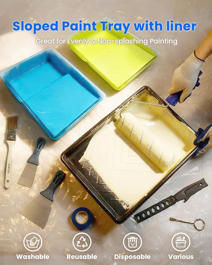 33PCS Paint Roller Kit with Extension Pole | 2–4 FT Pole | 9" & 4" Paint Rollers | Carry Bag | 4 Brushes & Tape | Professional Painting Supplies & Paint Brushes Set for Walls Ceilings and Home