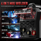 ANDELI 135Amp MIG Welder 110V/220V Dual Voltage, Portable Gasless Welder Flux MIG/Lift Tig/Stick 3-in-1 Multiprocess Welder LED Digital Display Welding Machine IGBT Inverter Welder