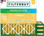 Filterbuy 10x10x2 Air Filter MERV 11 (MPR 1200) Allergen Defense Replacement (4-Pack), Electrostatic Pleated HVAC AC Furnace Filters, Made in USA (Actual Size: 9.50 x 9.50 x 1.75)