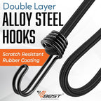 6 Pieces Bungee Cords with Hooks 24 Inch - Heavy Duty Outdoor Black Bungie Cords UV & Weather Resistant - 6 Pack Strong Bungy Cord Set