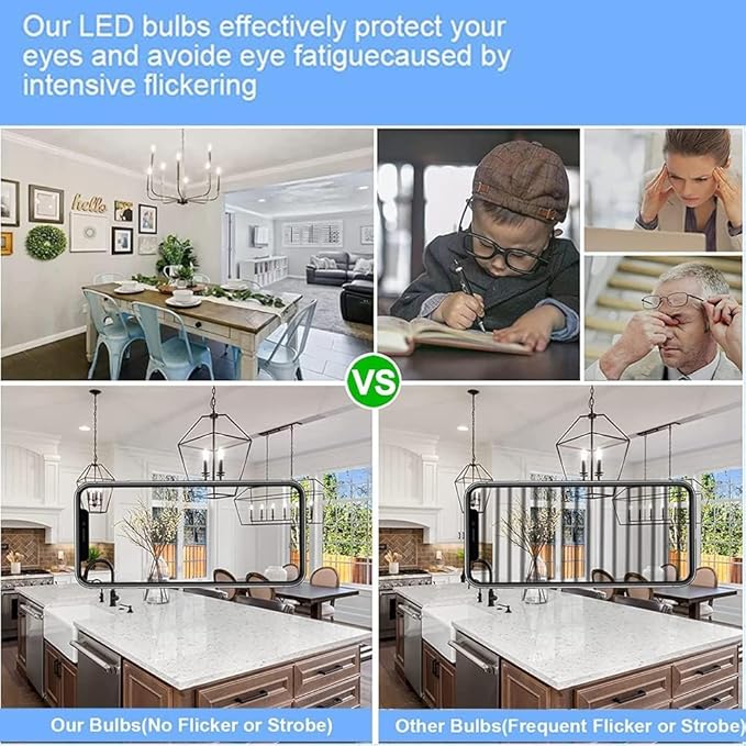 Dimmable E12 LED Bulbs 100W Candelabra Incandescent Bulbs 8W E12 Edison Light Bulbs 5000k Cool White LED Filament Edison Candle Bulb with Decorative, 6Pack