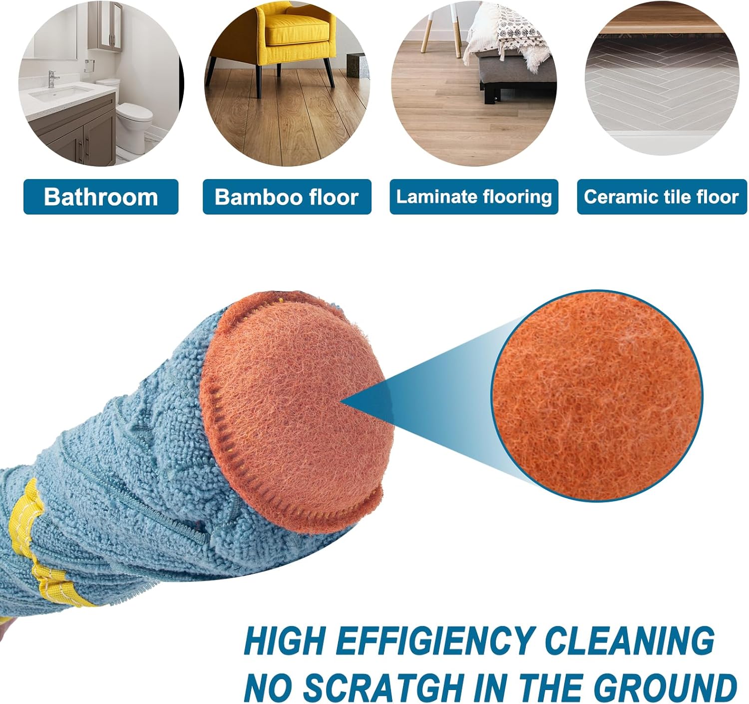 Self-Wringing Twist Mops for Floor Cleaning, Microfiber Floor mop with 57 " Long Handle, Easy Wringing Mop for Hardwood Commercial Household Clean (Microfiber Cloth Twist Mop)